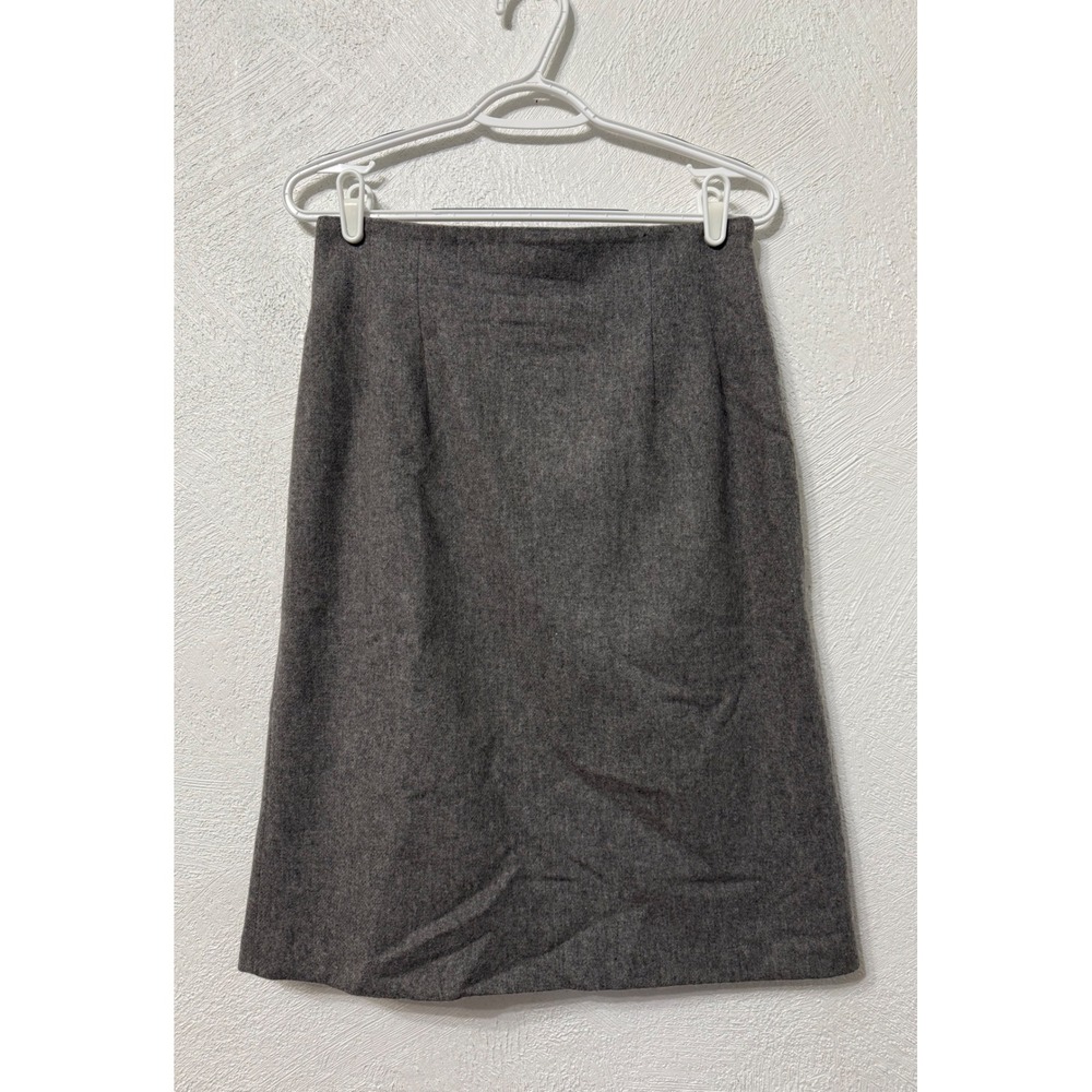 Vintage Savannah Gray 100% Wool Lined Straight Midi Skirt Size 12